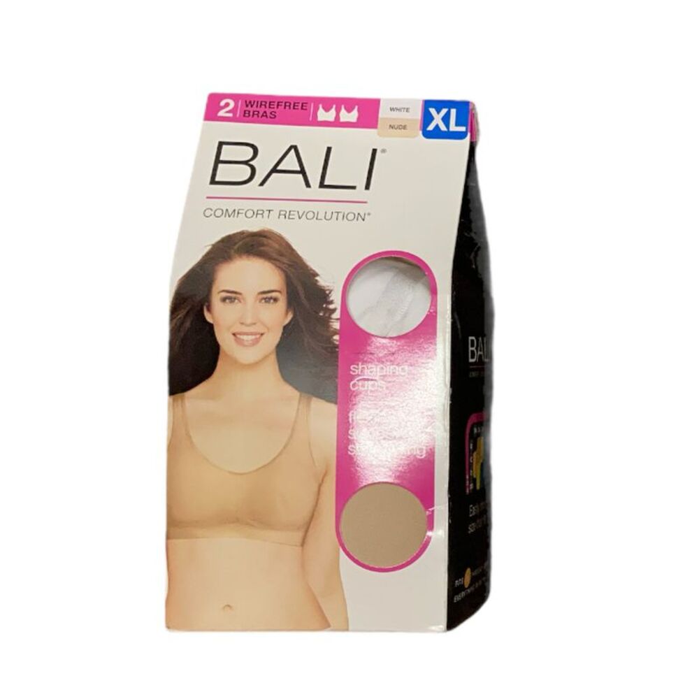 White/Nude - Bali Women's Comfort Revolution Flexible Wireless Shaping Bra, 2 Pa
